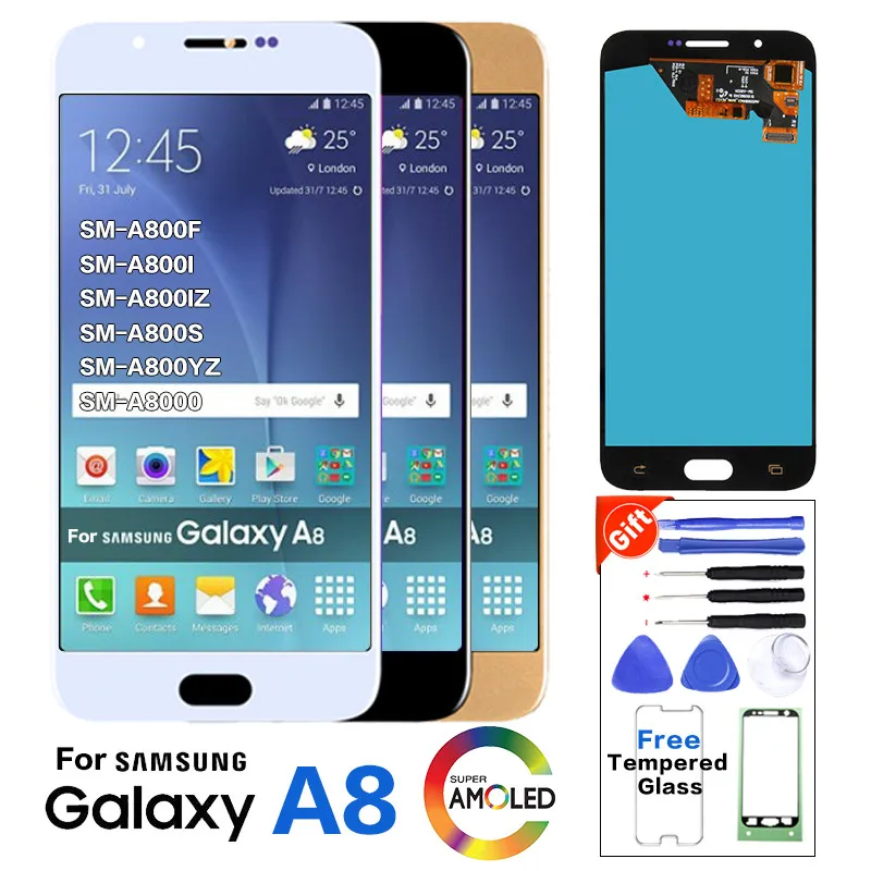 ЖК дисплей Super AMOLED для Samsung Galaxy A8 A800 A8000 A800F сенсорный дигитайзер экран в сборе 100%