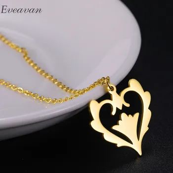 

EUEAVAN New Wholesale Necklace for Women Heart Flower Pendant Necklaces Stainless Steel Jewelry