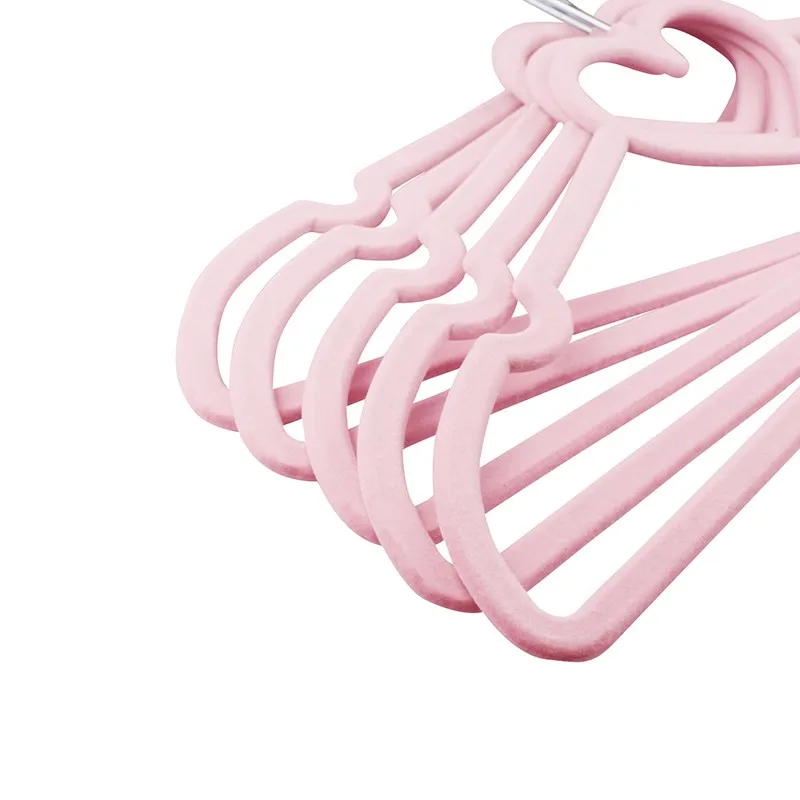 42cm 20 pcs/lot Anti-skid Velvet Hanger for Women's Garment Heart Type Flocking Clothes Hangers Wardrobe Space Saving