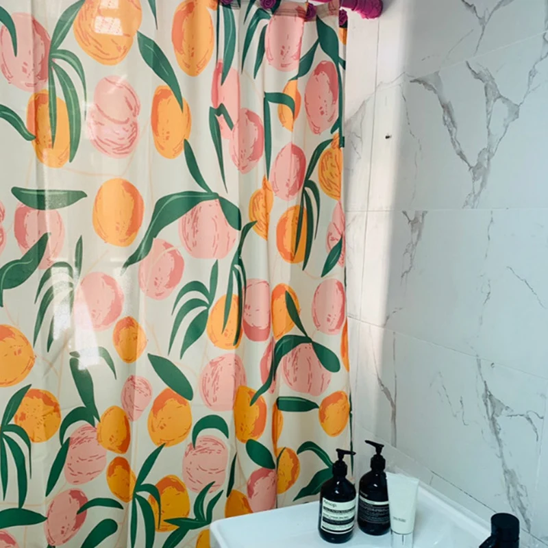 Занавески для душа водонепроницаемые шторы для ванной современные свежие фрукты персик печать полиэстер ткань аттракционы художественные украшения