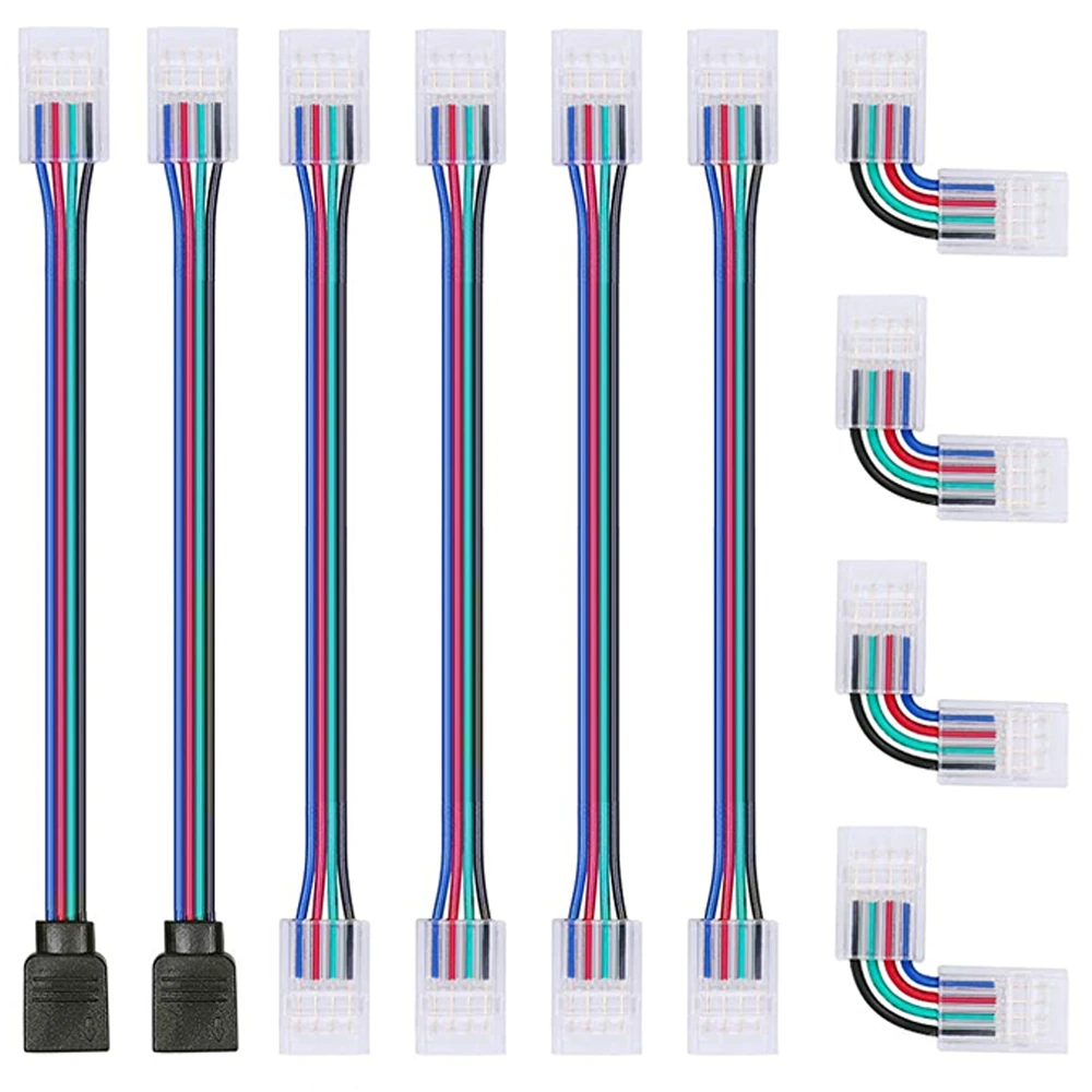 LED Strip Connector 4 Pin 10mm Right Angle Adjustable Connector Solderles  For 3528/5050SMD RGB LED Strip Lights 90 Degree Corner|Connectors| -  AliExpress