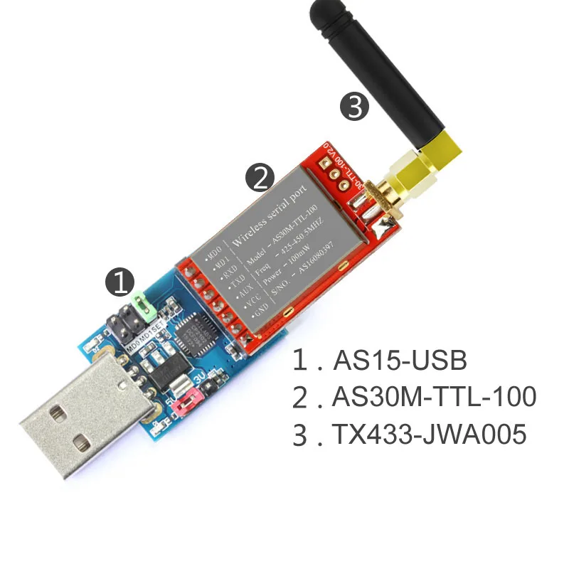 433MHZ SI4438 Wireless Modules Data Transmission Serial Port Module, Many to One, 1500-meter Long Distance