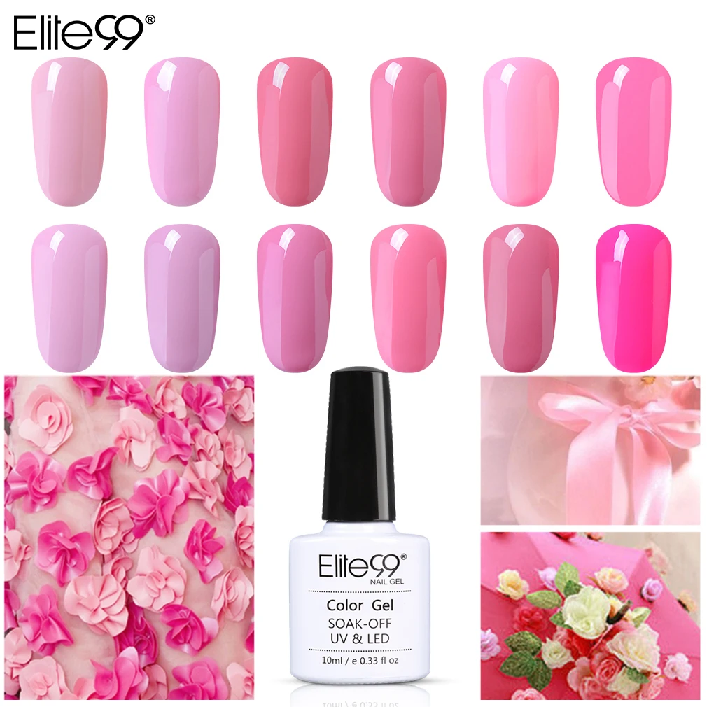 

Elite99 10ml Pink Color Gel Polish For Manicure Semi Permanent LED UV Top Coat Nail Gel Polish Nail Art Gel Varnish Hybrid Gel