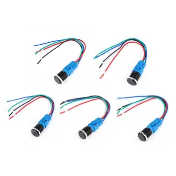 

2 Sets 5-Pin Self-Reset Metal Push Button Switch 1NO1NC 12VDC 16mm Switch With Light