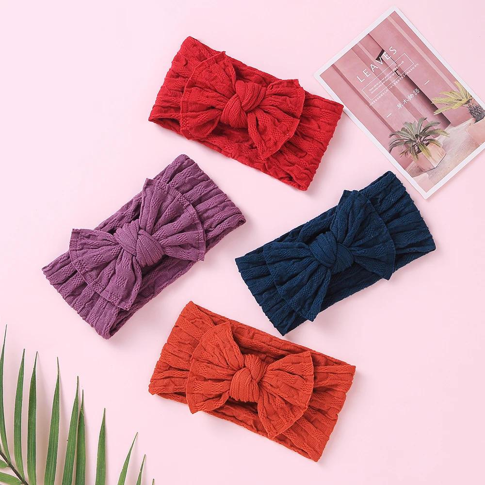 

27PC/lot Baby Newest Style Cable Knit Wide Nylon Headbands,Knotted Hair Bow Ribbed Headband,Children Girls Hair Accessories