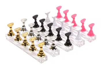 

10 pcs/lot Magnetic Nail Art Tips Polish Practice Holder Showing Shelf Acrylic Display Stand Manicure Art Tools 5 Colors