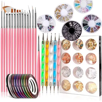 

Painting Brush Fashion Portable Home Salon Point Drill Pen Nail Art Tool Set For Beginners Tin Foil Line Drawing DIY Manicure