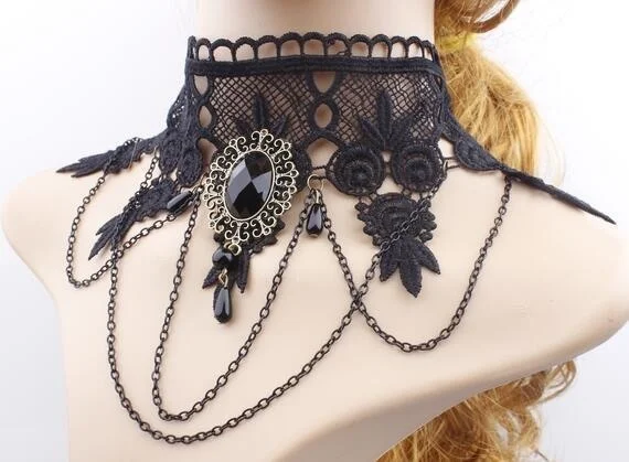 Кружевное ожерелье Европа роскошное ювелирное изделие с черным камнем
