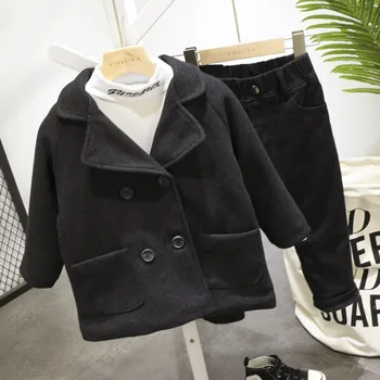 

Toddler Boys Clothing Set Children's Clothing Winter New Jacket Cotton Coat Plus Flannel Pants Fashion Casual Two-piece Set
