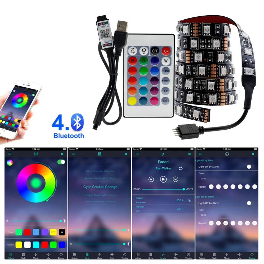 Светодиодная лента с USB 5050 RGB сменная 5 В 0 м 1 2 3 4 контроллером набор сделай сам для