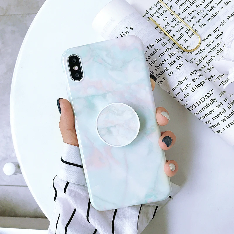 Для iPhone 11 Pro Max XR XS X XS MAX 6 6S 7 8 Plus мраморный чехол с подставкой держатель для телефона мягкое Силиконовое кольцо из ТПУ держатель чехол