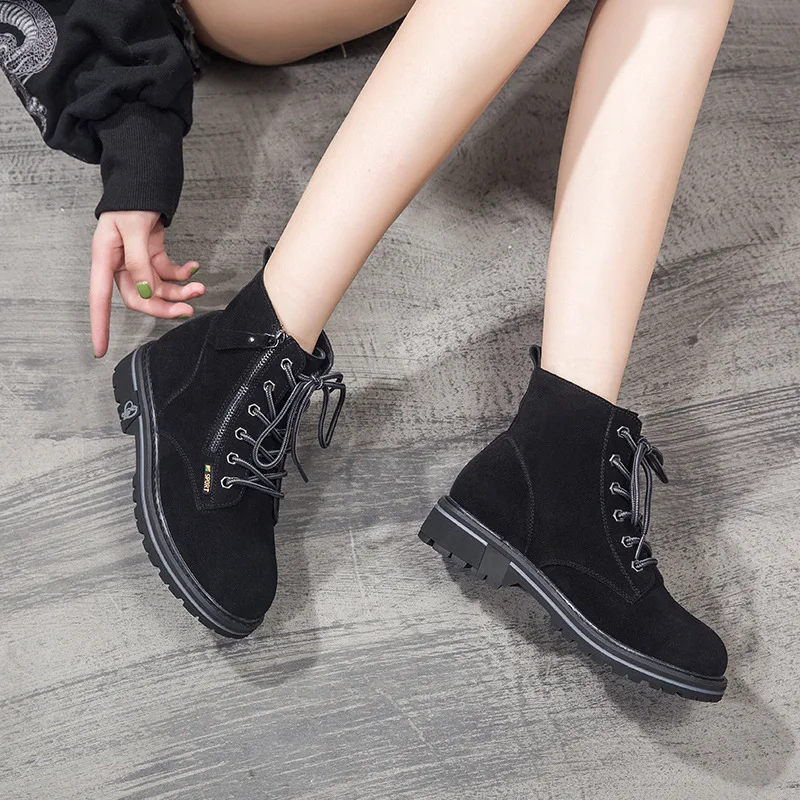 

Genuine Leather Martin Boots Women's 2019 Autumn And Winter New Style British Style Retro Flat Heel WOMEN'S Boots Locomotive Ver