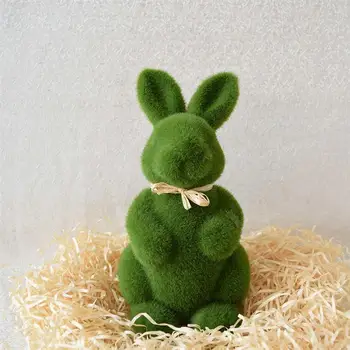 

1PC Artificial Moss Easter Rabbit Ornaments Cute Creative Bunny For Easter Living Room Home Office Table Decorations