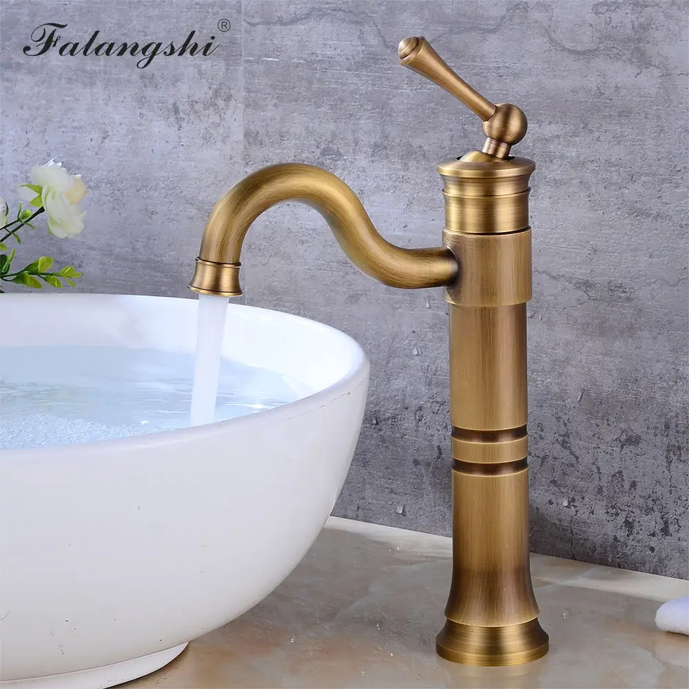 

Basin Faucets Antique Brass Faucet Bathroom Sink Mixer Single Handle Deck Mounted Toilet Hot And Cold Mixer Water Taps WB1090