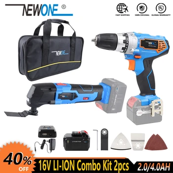 

NEWONE 16V Cordless Power tool Li-ion electirc drill/screwdriver oscillating tool multifunction tool combo kit with battery