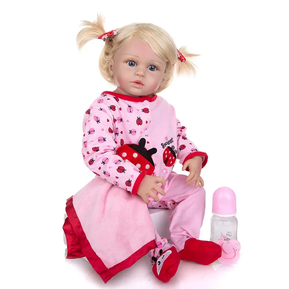 New Design 23 Inch Full Silicone Baby Doll Handmade Lifelike Reborn Babies Girl Toy For Kid Christmas Gift Bedtime Playmate