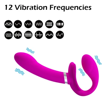 Strapless Strap-on Dildo Vibrators for Women Double-heads Vibrating Penis Lesbian Erotic Toys for Adult Sex Toys for Couples 3