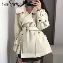 Getвесеннее Женское пальто, женские Куртки из искусственной кожи, облегающая кожаная куртка, женская белая винтажная универсальная зимняя куртка, пальто