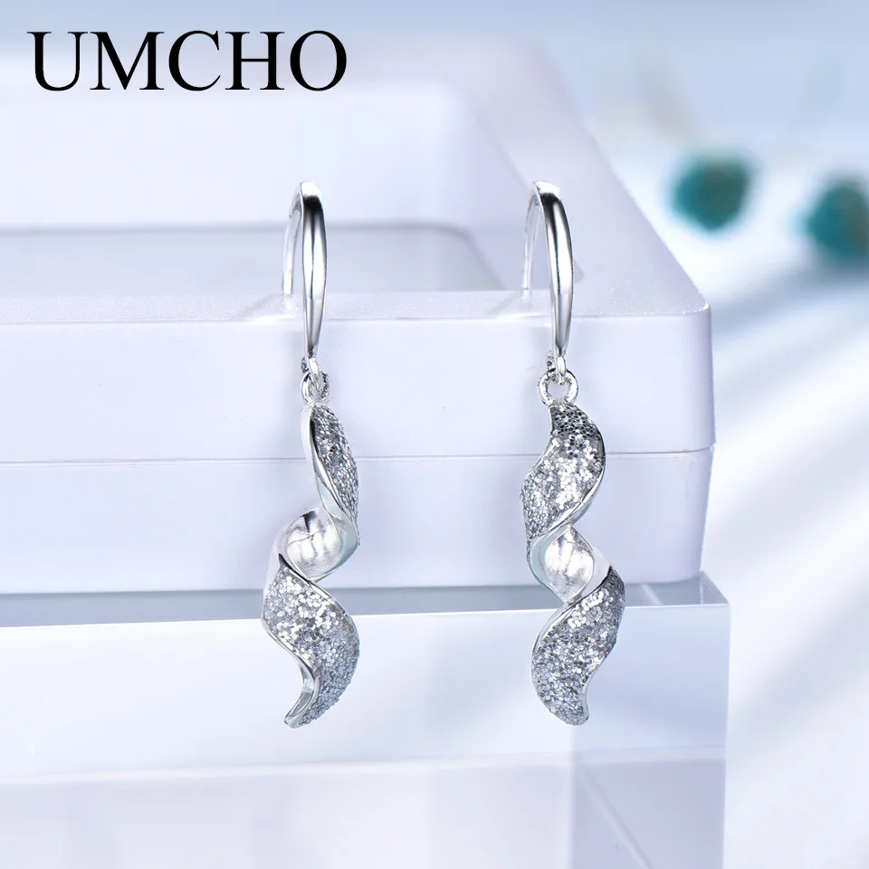 Женские Спиральные серьги UMCHO из настоящего серебра 925 пробы корейские