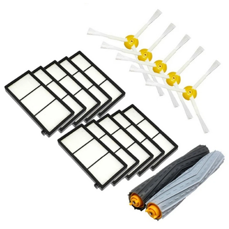 

1 Set Tangle-Free Debris Extractor Brush +10 Hepa Filter +5 Side Brush For Roomba 800 900 Series 870 880 980