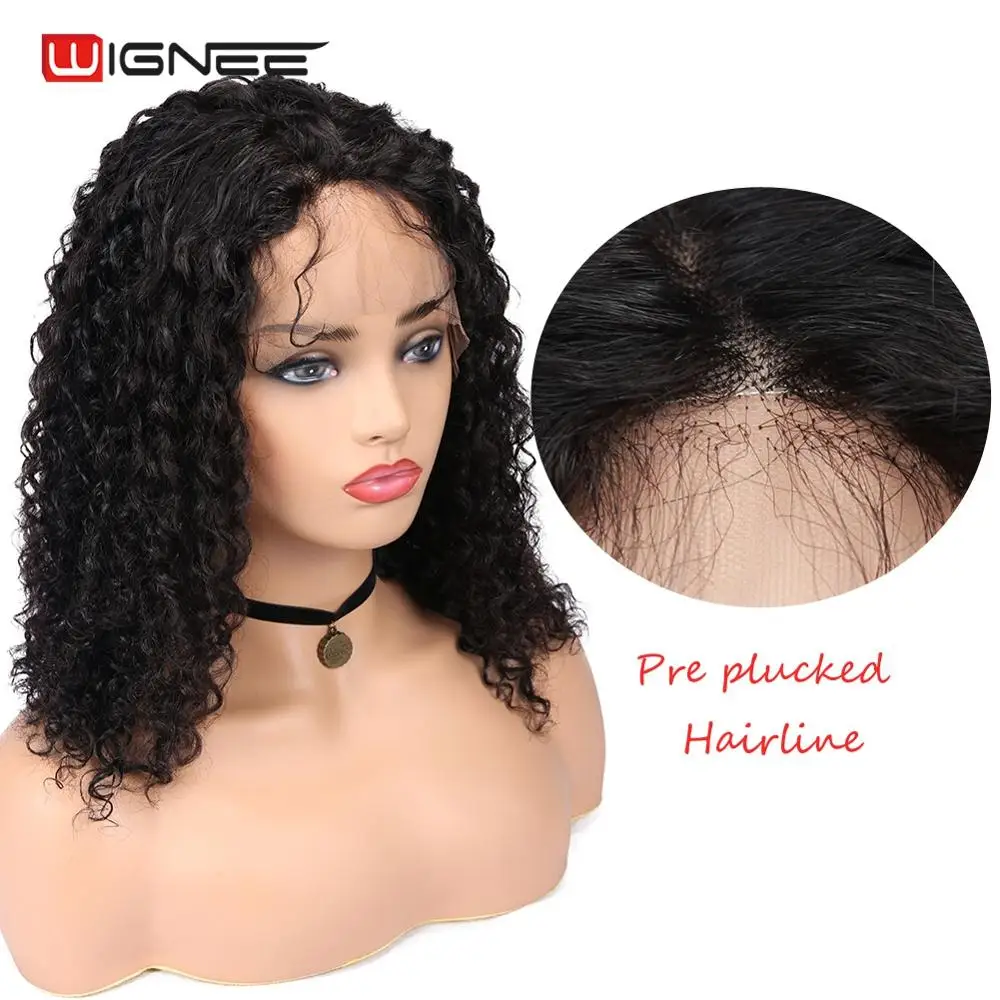 Wignee Remy бразильские волосы кружево человеческие волосы парик для черных/белых женщин 150% высокая плотность афро кудрявый парик из натуральных волос с волосами младенца