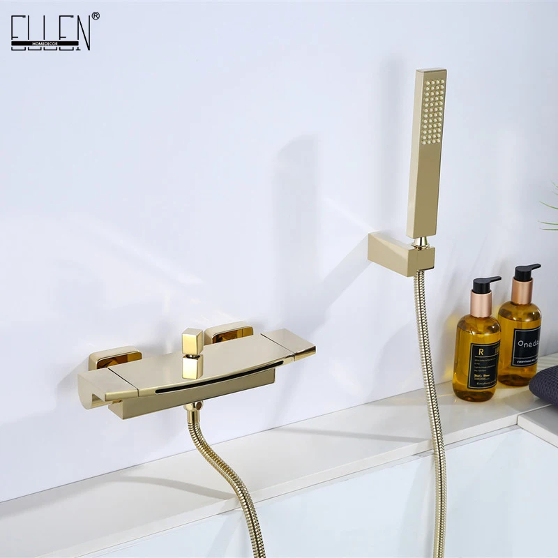 ELLEN Bathtub Faucets with Hand Shower Hot Cold Bath Shower Black Chrome Faucet Water Mixer Tap Crane ELS2017