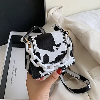 

Mini Cow Pattern Texture Crossbody Bags For Women 2020 Summer New Fashion Wild Chain Design Small Shoulder Bags Female Handbags