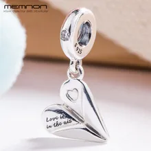 Весенняя коллекция 925 пробы серебряные серьги Бумага самолет Подвески Fit бусы, браслеты, ожерелья, Кулоны "сделай сам" Memnon ювелирные изделия