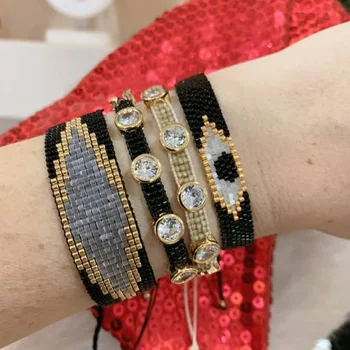 

BLUESTAR Turkish Evil Eye MIYUKI Bracelet For Women Gift Crystal Bead Pulseras Mujer Chic Handmade Woven Loom Wholesale