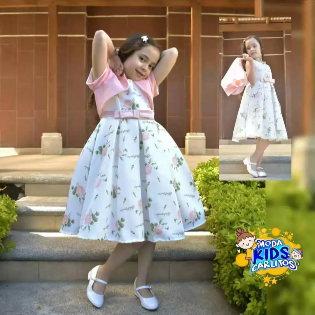 Outong 2pcs Dress For Girls Little Coat Bow Floral Print 5 6 7 9 Years vestido infantil menina Children Dress Girls Clothes Set beach dresses