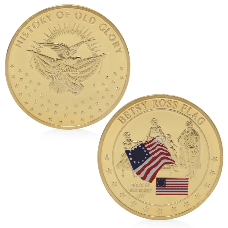 

Betsy Ross Flag History Of Old Glory Gold Plated Commemorative Challenge Coins