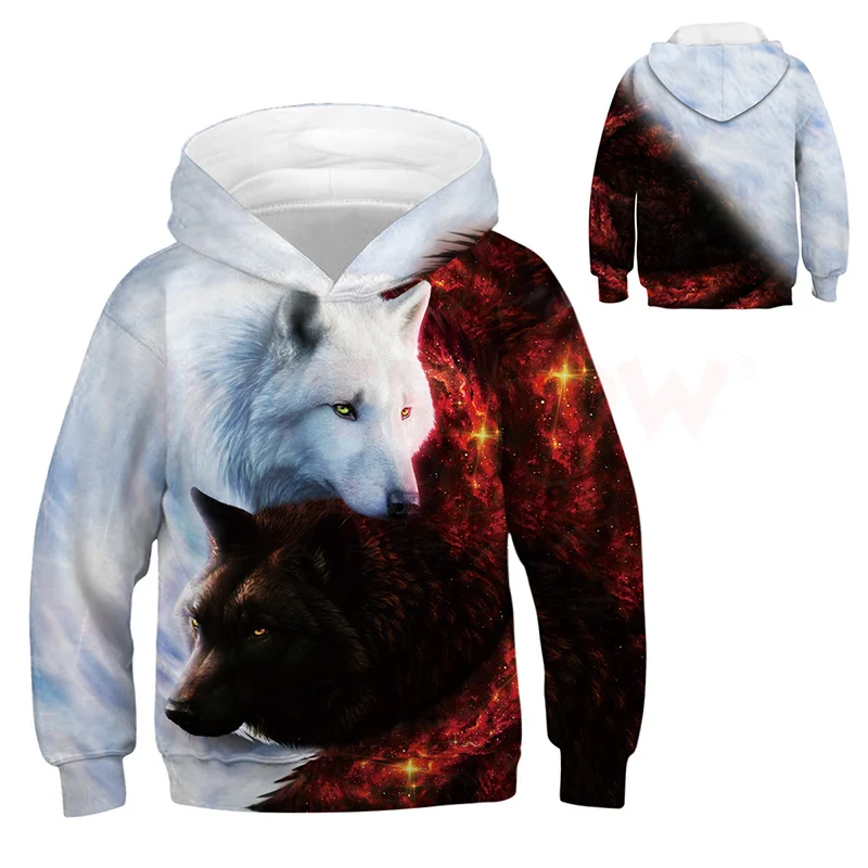  Wolf 3D Kids Hoodies for Girls Teenagers Oversized Children's Sweatshirt for Boys Girls Sweat Shirt