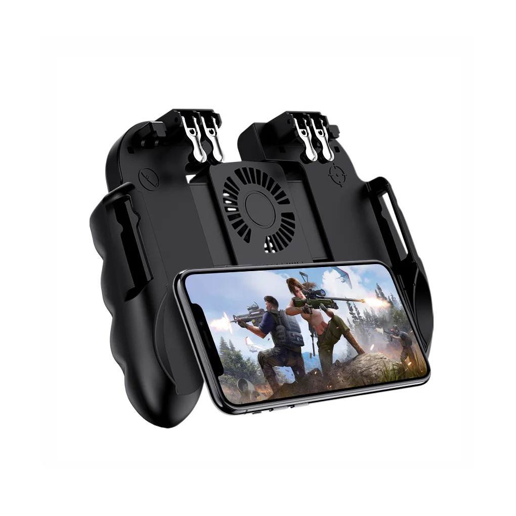 

H9 Cooling Fan Game Controller Six Finger Trigger PUBG Gamepad Shooting Fire Mobile Phone Joystick for Android For IOS Phones