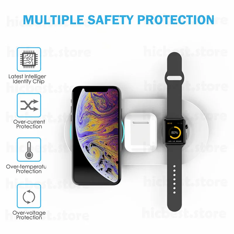 3 в 1 беспроводная зарядная подставка для iPhone Watch Airpods Беспроводная Индукционная