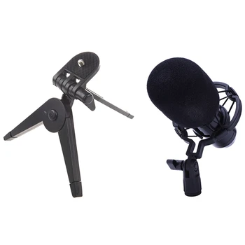 

1Pcs Folding Tripod Stand for Camera Dv Camcorder Black & 1Pcs Bm 800 Karaoke Capacitor Microphone with Shock Mount