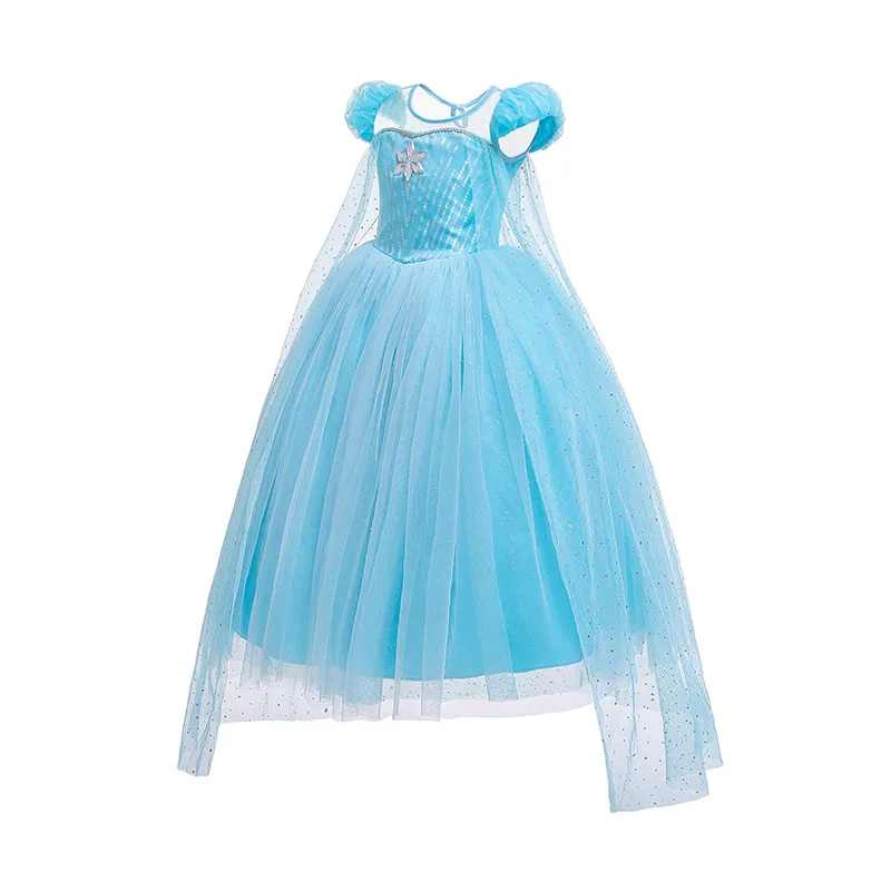 Princess Dress Winter Dress Girls Long Sleeve Halloween Costume Children  Party Cosplay Princess Dress Blue Multi-size Ns2