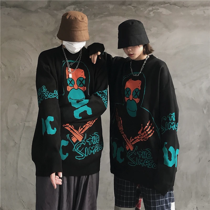 Korobov Harajuku, мультяшный вязаный жаккардовый женский свитер, уличная одежда в стиле хип-хоп, Sueter Mujer, уличные пуловеры 79326