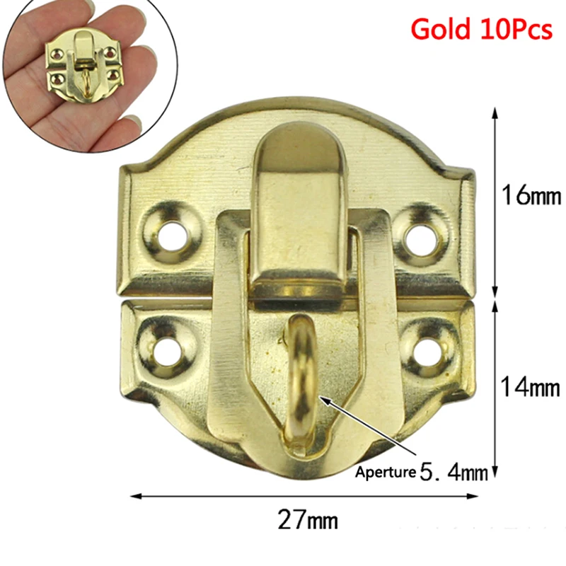 Jewelry Box Hasps 10Pcs 27*30mm Antique Iron Lock Catch Latches For Jewelry Chest Box Suitcase Buckle Clip Clasp