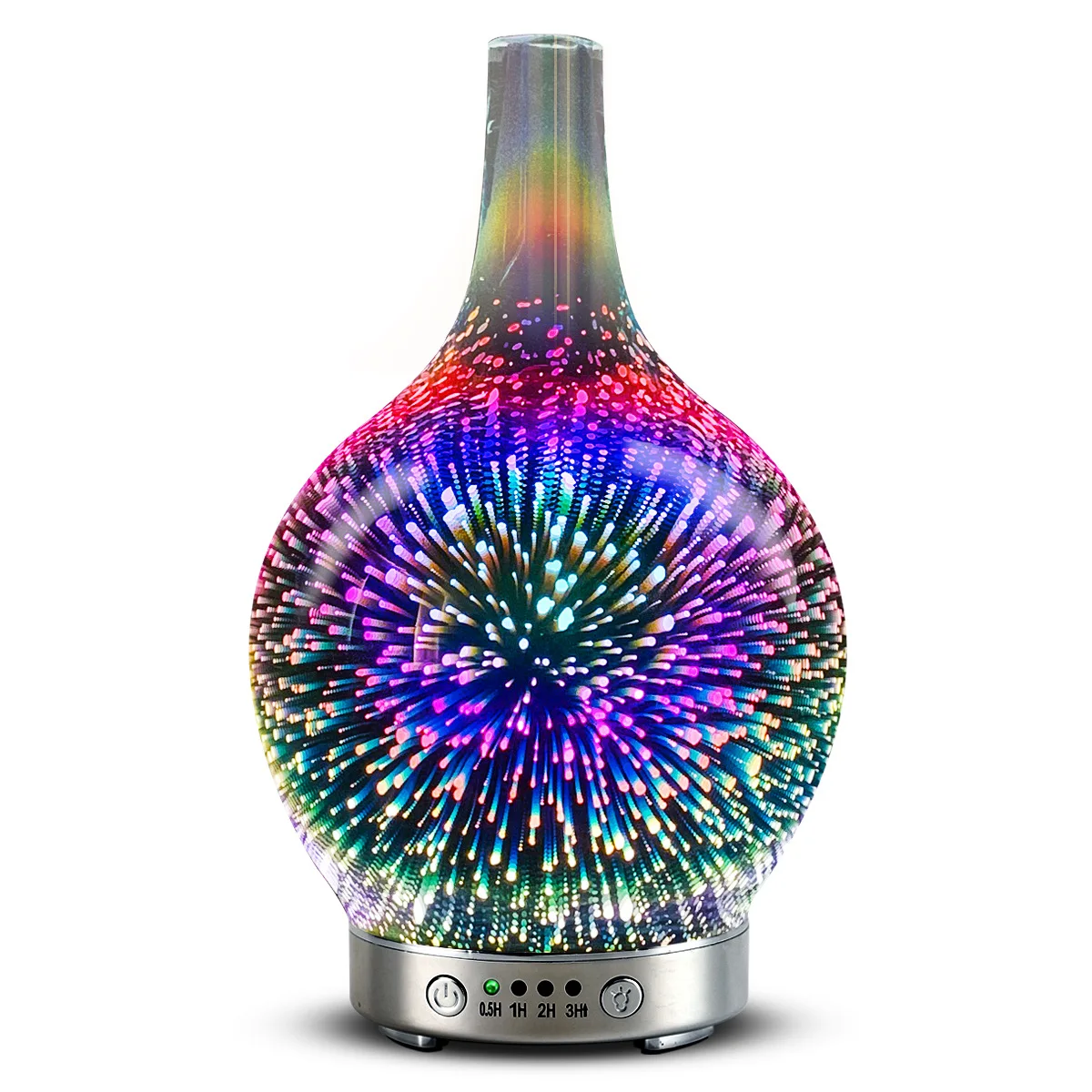 3D Fireworks Glass Air Humidifier with 7 LED Night Light Aroma Essential Oil Diffuser Mist Maker Ultrasonic Humidifier Gift