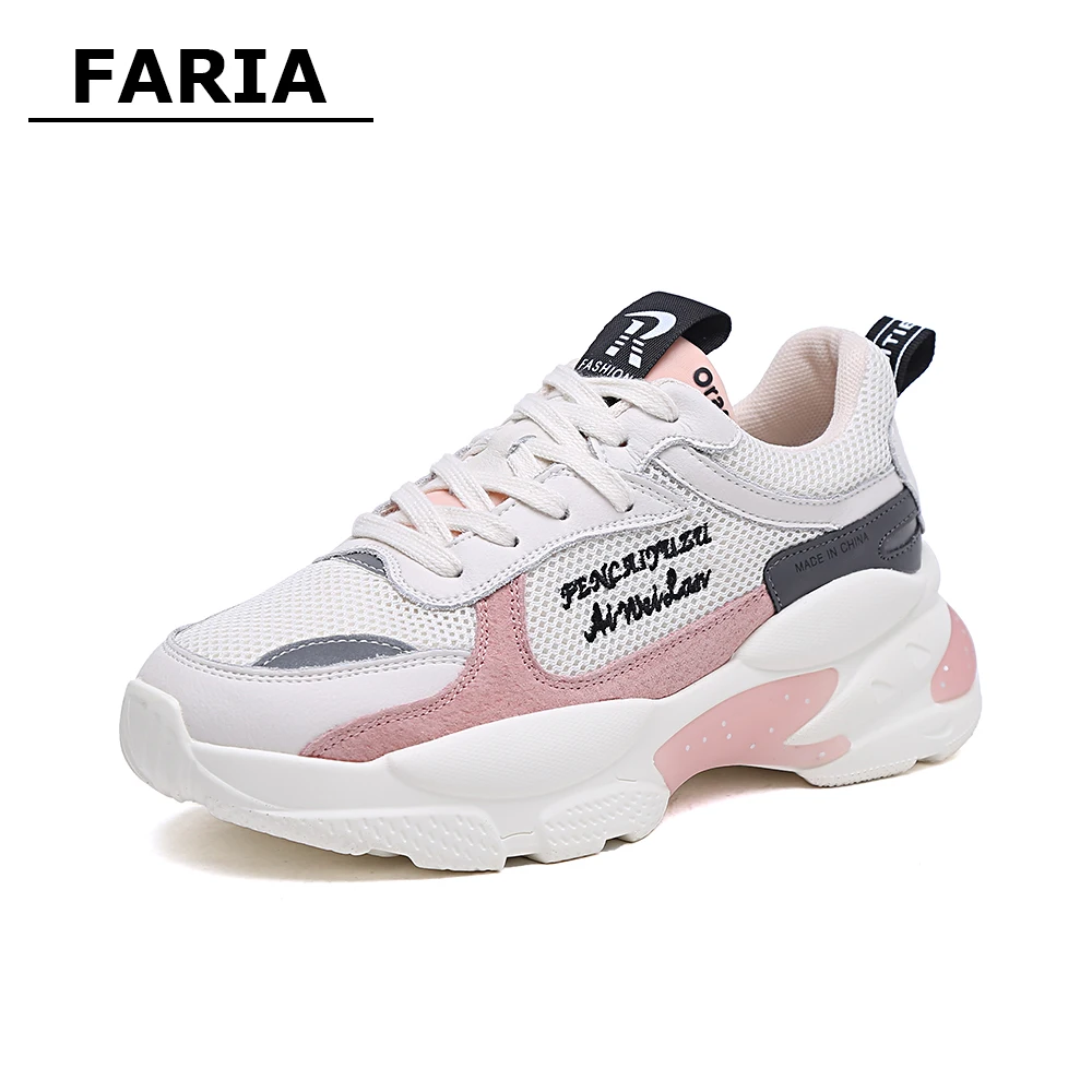 

2020New Spring Candy color PINK shoes loafers Trainers women's chunky sneakers mesh Breathable summer herfst flat platform shoes