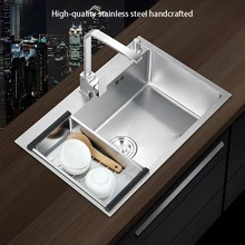 Stainless Steel Restaurant Above Counter Kitchen Sinks Apartment Hotel Washing Vegetable Basin Household Improvement Single Bowl