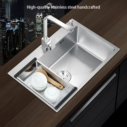 Stainless Steel Restaurant Above Counter Kitchen Sinks Apartment Hotel Washing Vegetable Basin Household Improvement Single Bowl