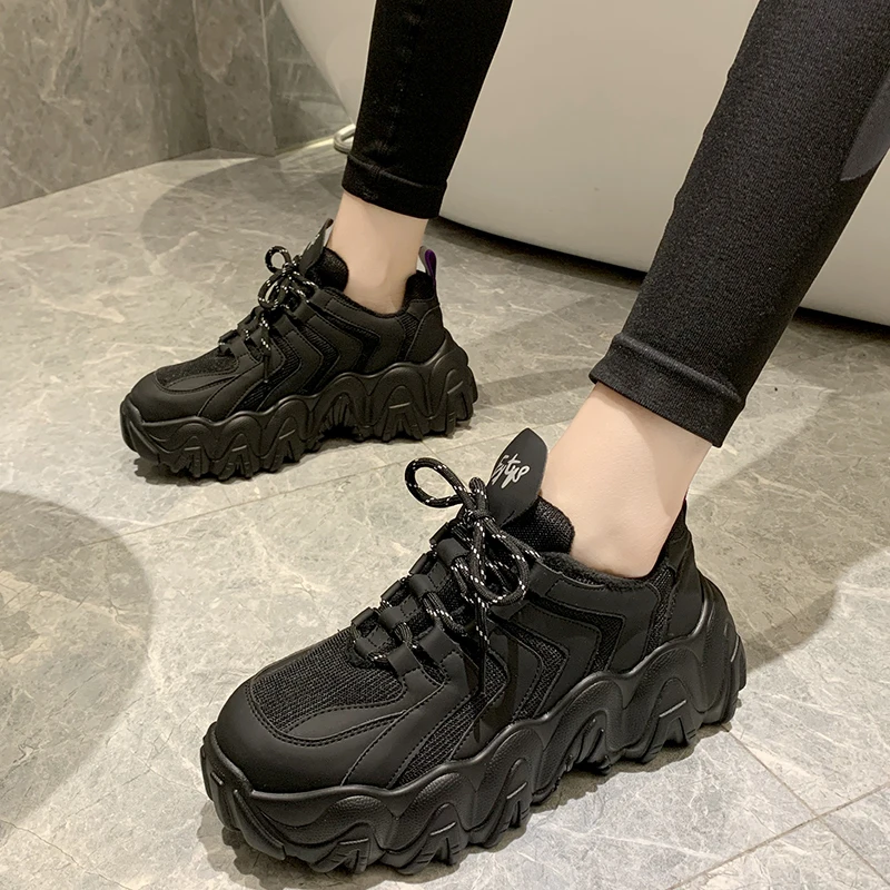 chunky black sneakers womens