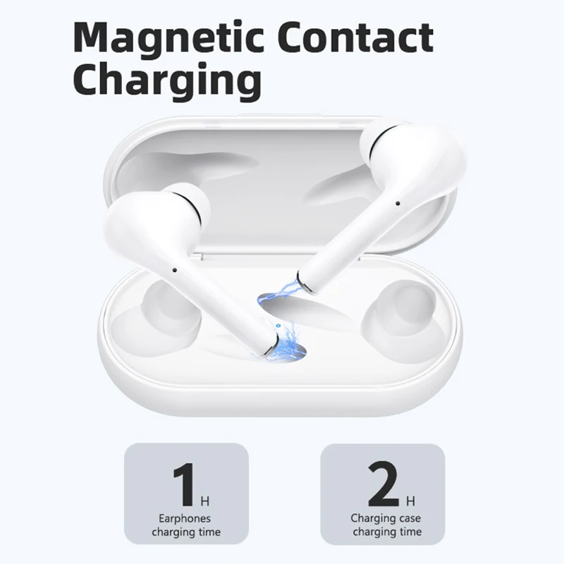Magnetic Charging Box Bluetooth Headphone Touch Control Earbuds Noise Canceling Dual Bass Headset with for Huawei iPhone Xiaomi