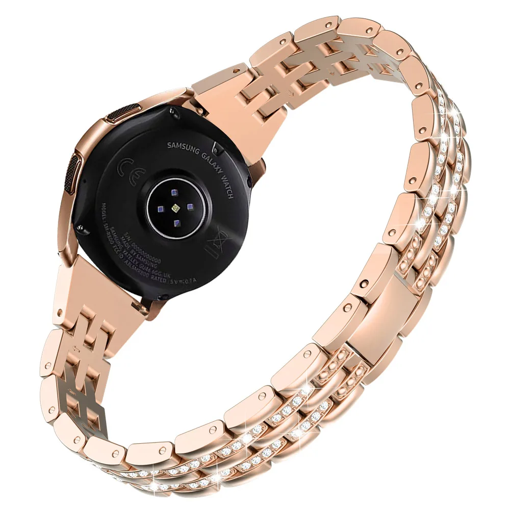 Toyouths металлический браслет с кристаллами и бриллиантами для samsung Galaxy Watch 42 мм, браслет, браслет, женский ремешок для Galaxy Watch Active2 40 мм - Цвет ремешка: Rose Gold