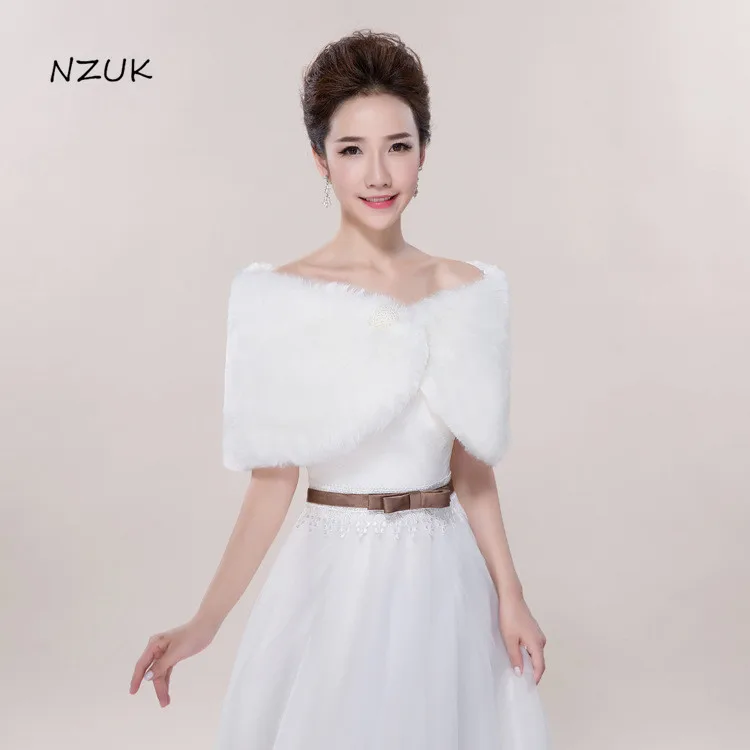 

Wedding Bridal Fur Shawl Wrap Winter Ladies Faux Fur Capes Bolero Jackets For Evening Dresses PJ026
