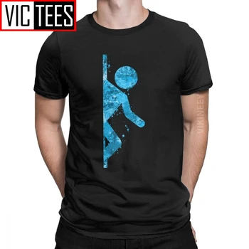 

Men's T-Shirt Portal Half Hipster 100 Percent Cotton Glados Aperature Science Splat Splatter T Shirt Camisas Hombre Oversized