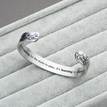 

Man Woman Cuff Bracelet Stainless Steel Black Bangle for Women Gift Jewelry Engraved Inspirational Adjustable Bracelet