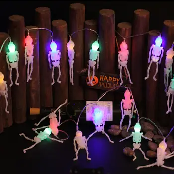

LED Lantern Halloween Holiday Lights String Manual DIY Ghost Skull Light String Battery Power Ins Style Decorative Light String