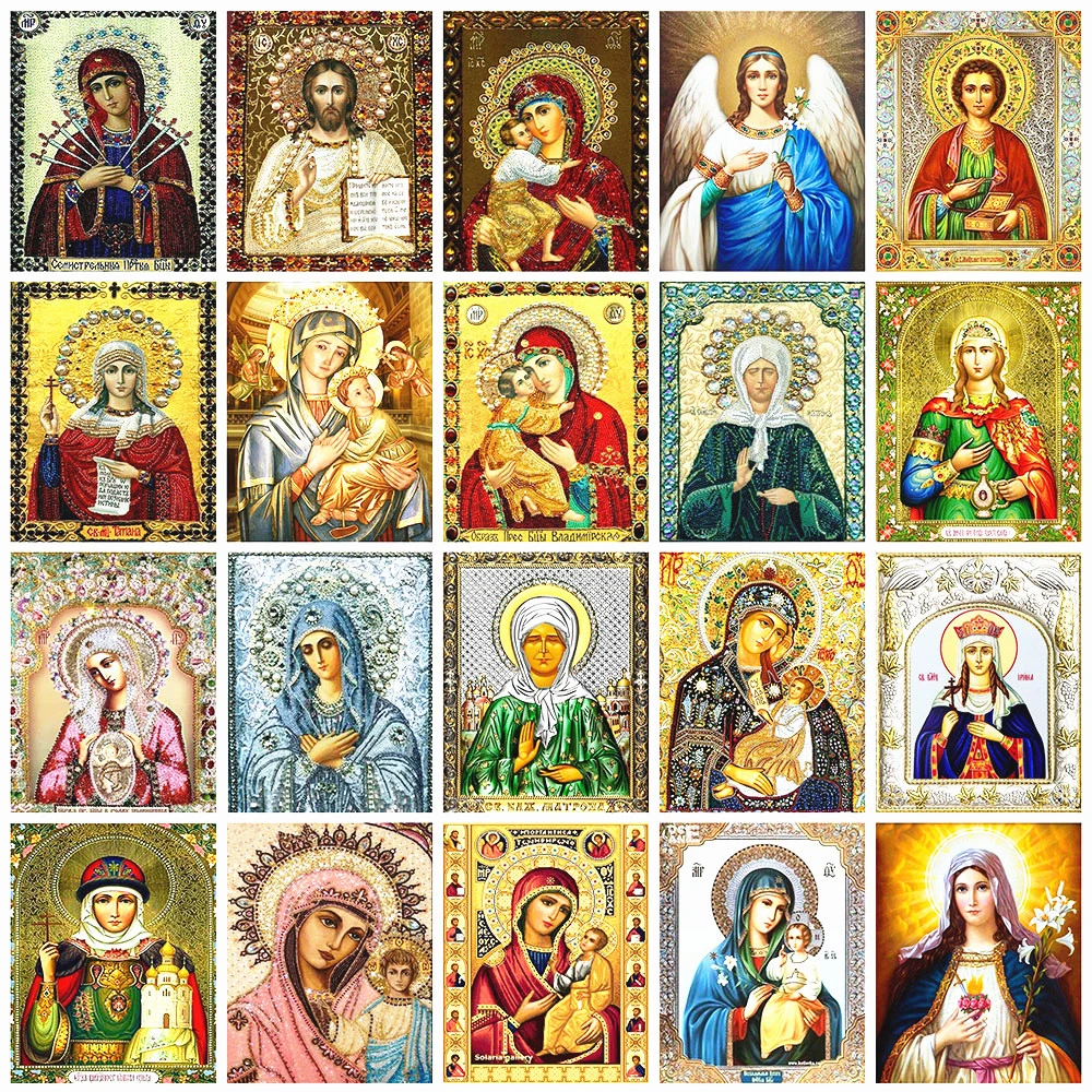 Diamond Painting Icons Art Kits Full Round Diamonds Embroidery Religion DIY Decorations Home | Дом и сад